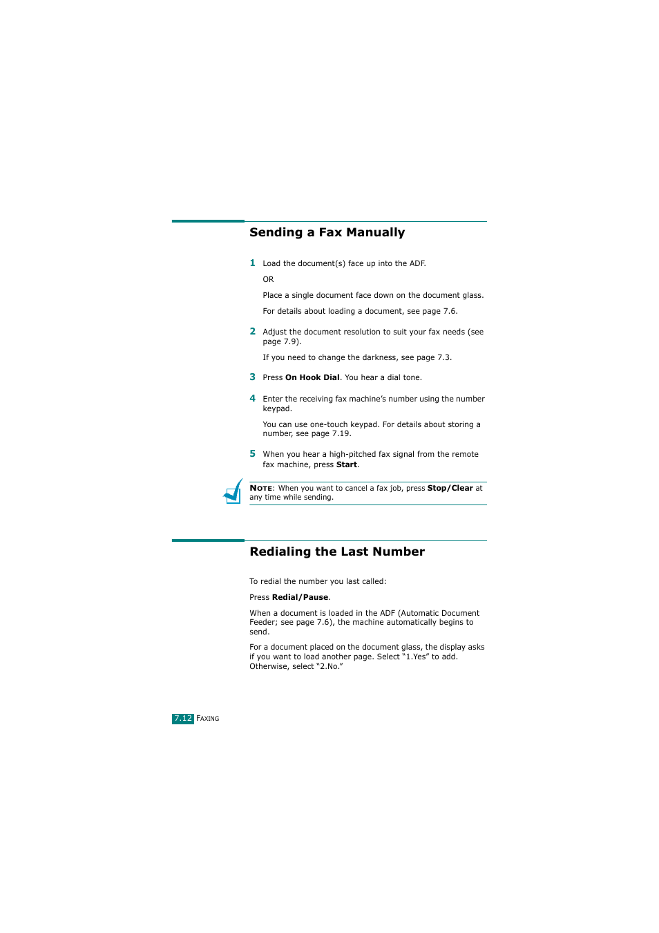 Sending a fax manually, Redialing the last number, Sending a fax manually redialing the last number | Samsung SCX-4720FN User Manual | Page 157 / 302