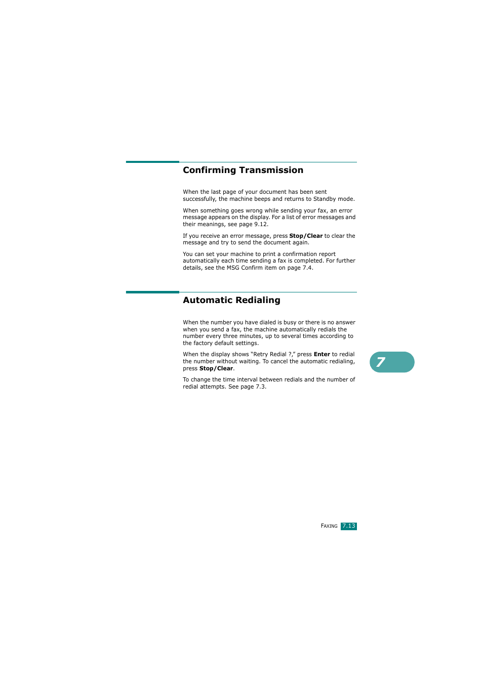 Confirming transmission, Automatic redialing, Confirming transmission automatic redialing | Samsung SCX-4720FN User Manual | Page 158 / 302