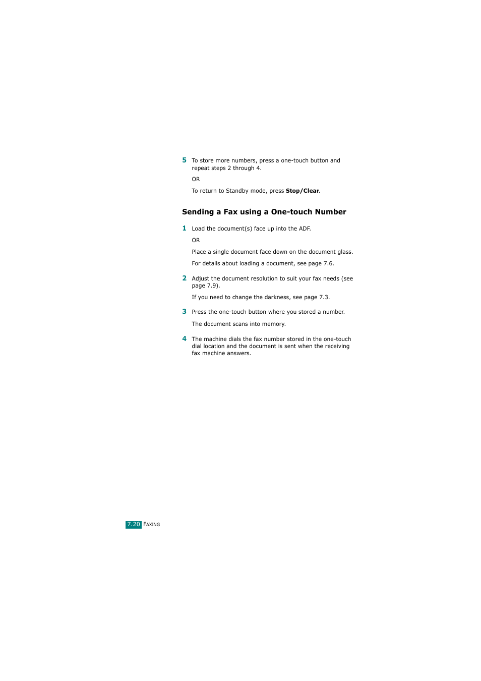 Sending a fax using a one-touch number | Samsung SCX-4720FN User Manual | Page 165 / 302