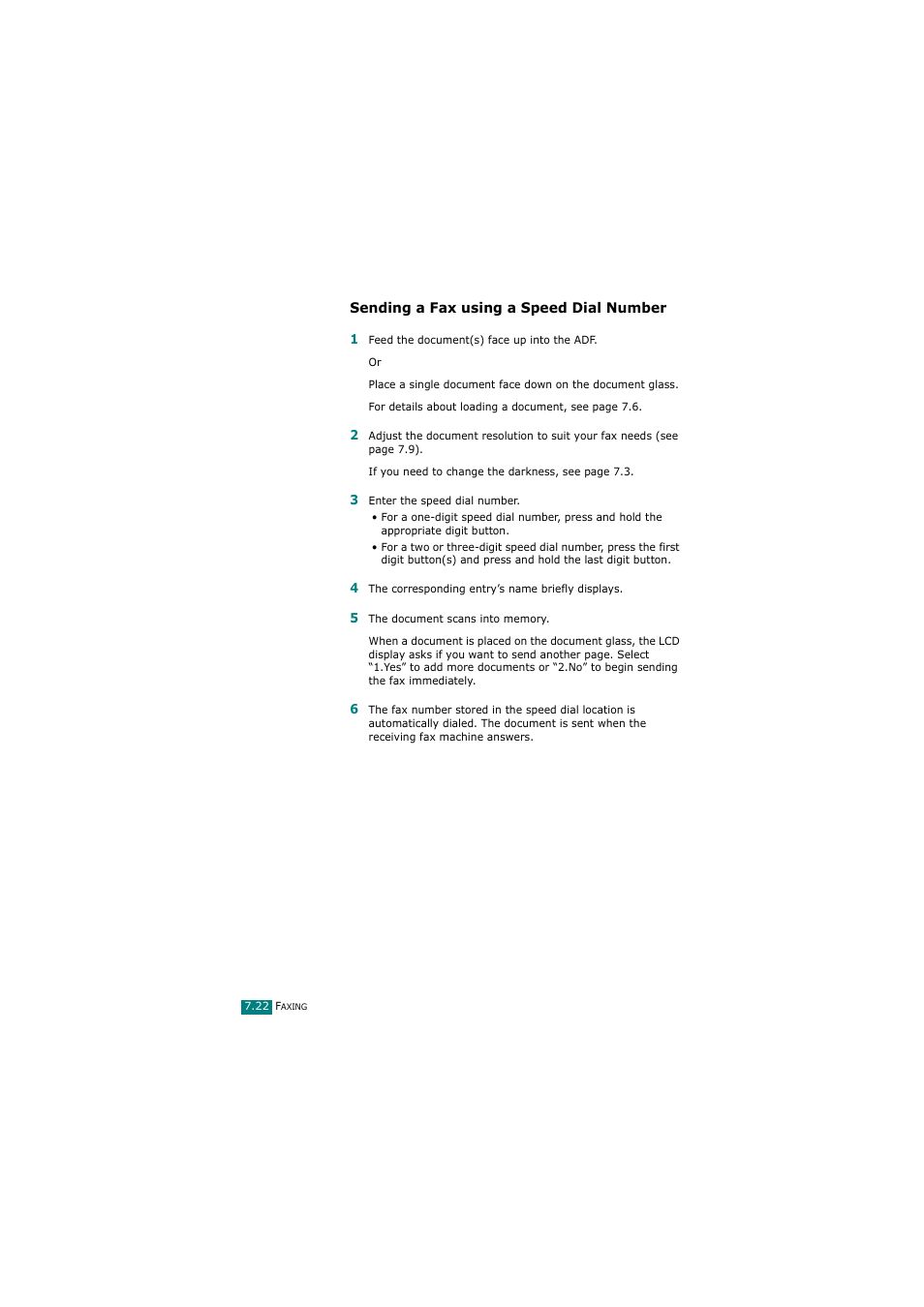 Sending a fax using a speed dial number | Samsung SCX-4720FN User Manual | Page 167 / 302