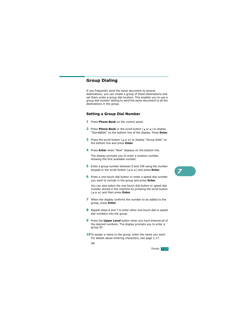 Group dialing, Setting a group dial number | Samsung SCX-4720FN User Manual | Page 168 / 302