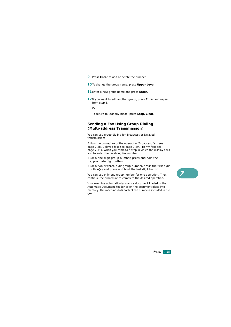 Sending a fax using group dialing, Multi-address transmission) | Samsung SCX-4720FN User Manual | Page 170 / 302