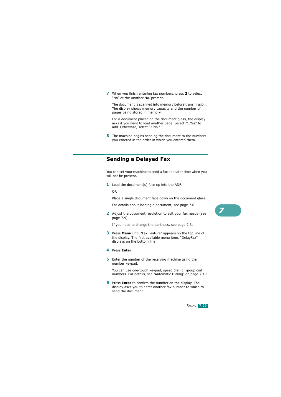 Sending a delayed fax | Samsung SCX-4720FN User Manual | Page 174 / 302