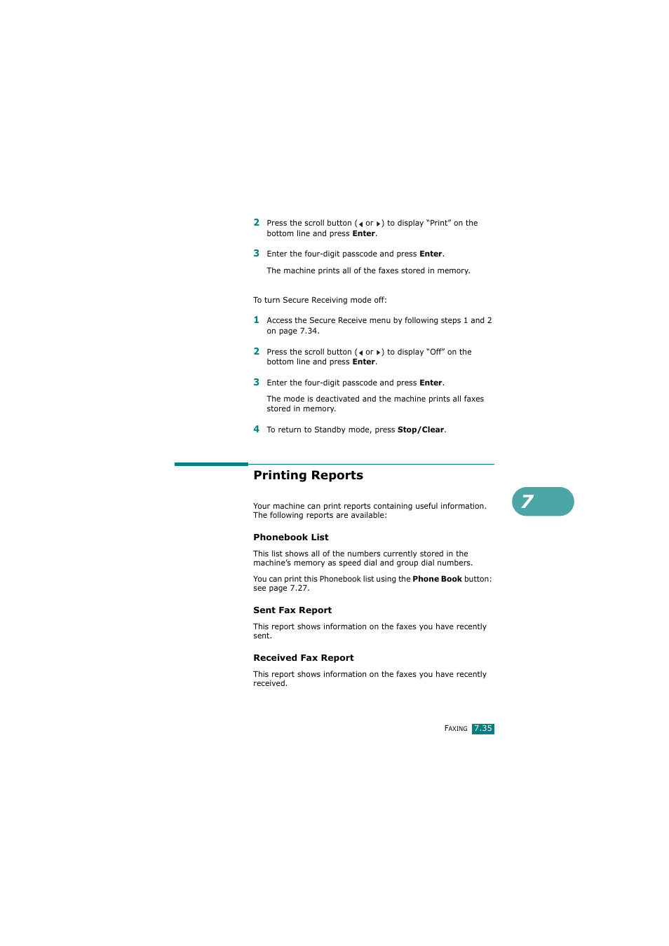 Printing reports | Samsung SCX-4720FN User Manual | Page 180 / 302