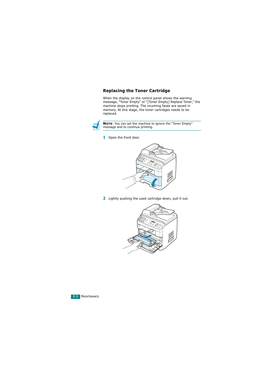 Replacing the toner cartridge | Samsung SCX-4720FN User Manual | Page 193 / 302