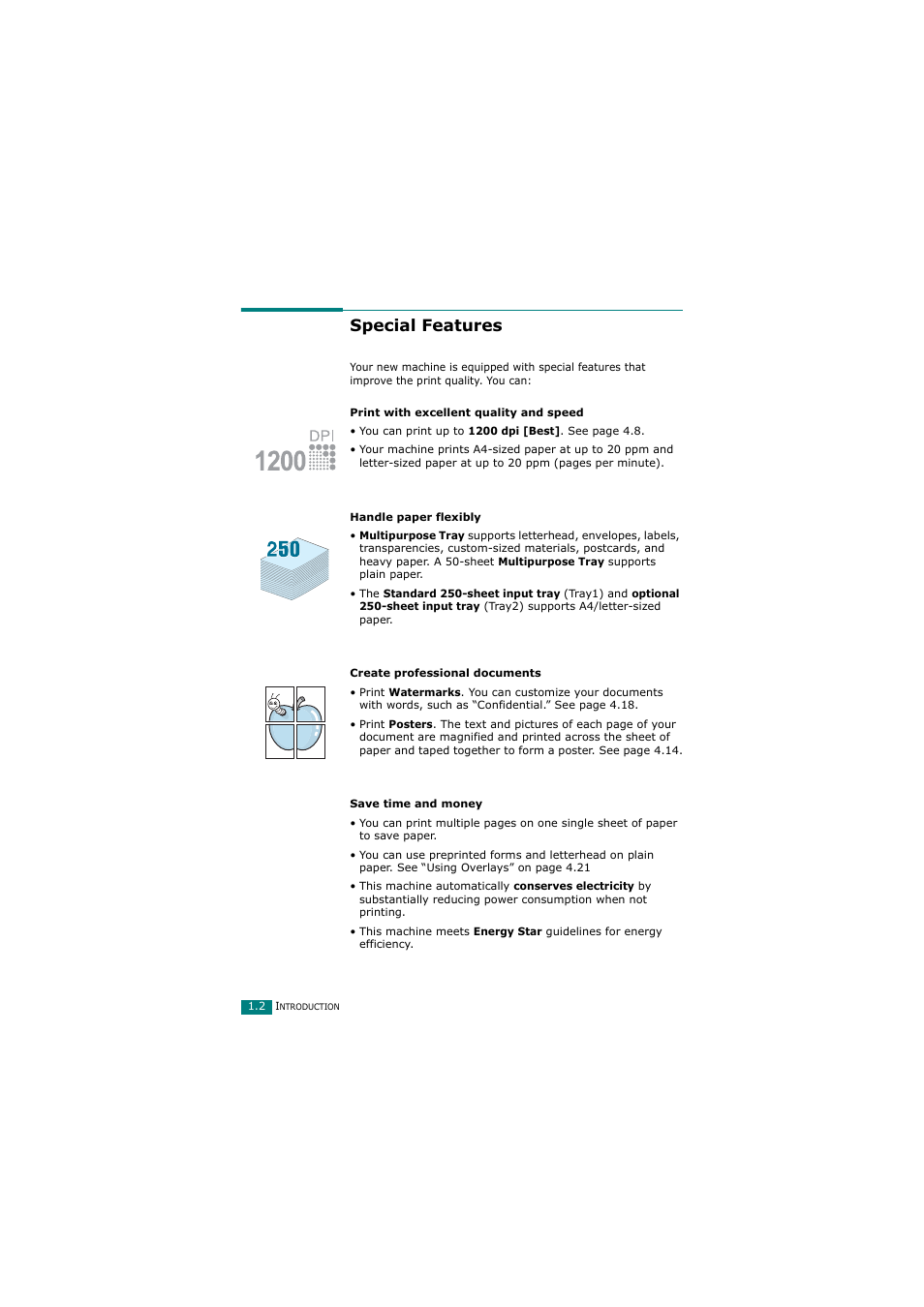 Special features | Samsung SCX-4720FN User Manual | Page 21 / 302