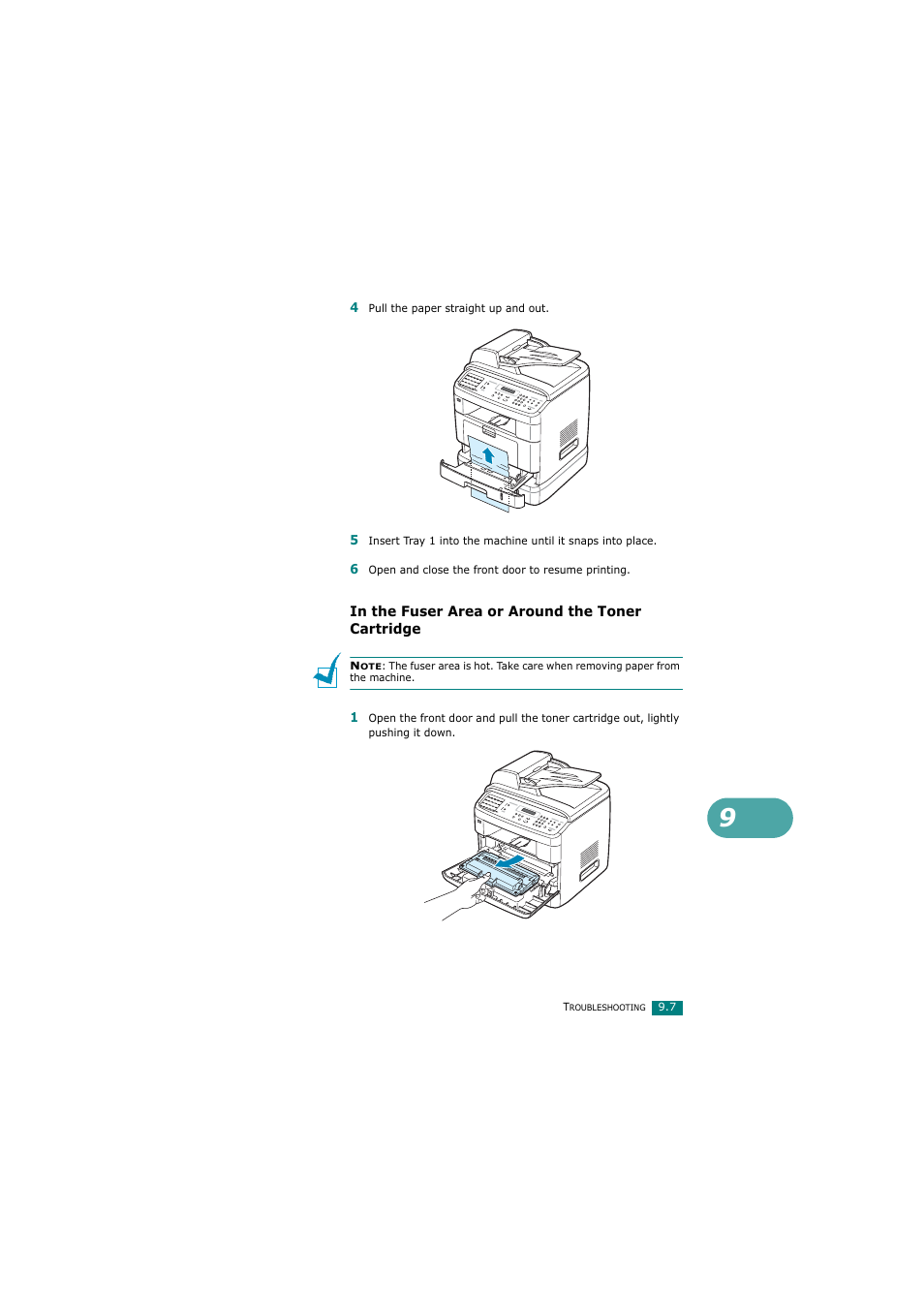 In the fuser area or around the toner cartridge | Samsung SCX-4720FN User Manual | Page 212 / 302