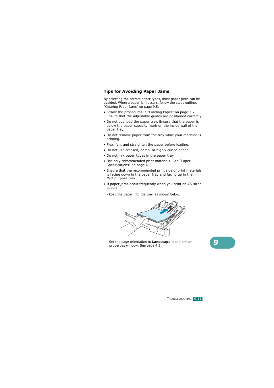 Tips for avoiding paper jams | Samsung SCX-4720FN User Manual | Page 216 / 302