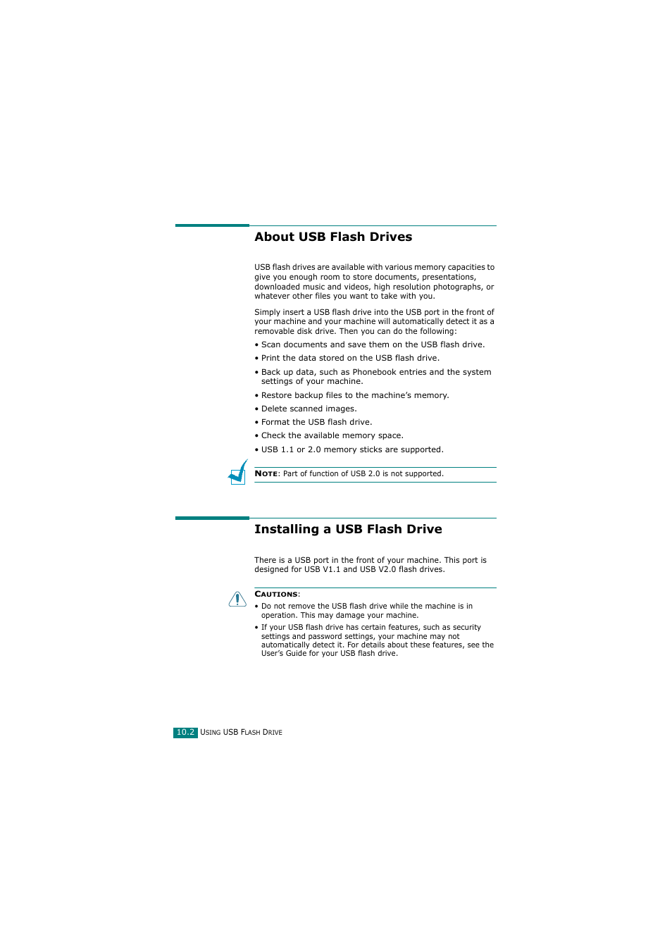 About usb flash drives, Installing a usb flash drive | Samsung SCX-4720FN User Manual | Page 239 / 302