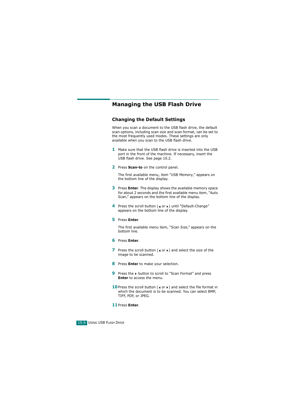 Managing the usb flash drive, Changing the default settings | Samsung SCX-4720FN User Manual | Page 243 / 302