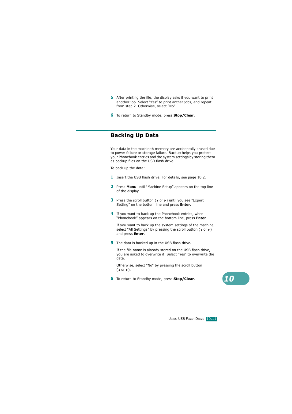 Backing up data | Samsung SCX-4720FN User Manual | Page 248 / 302