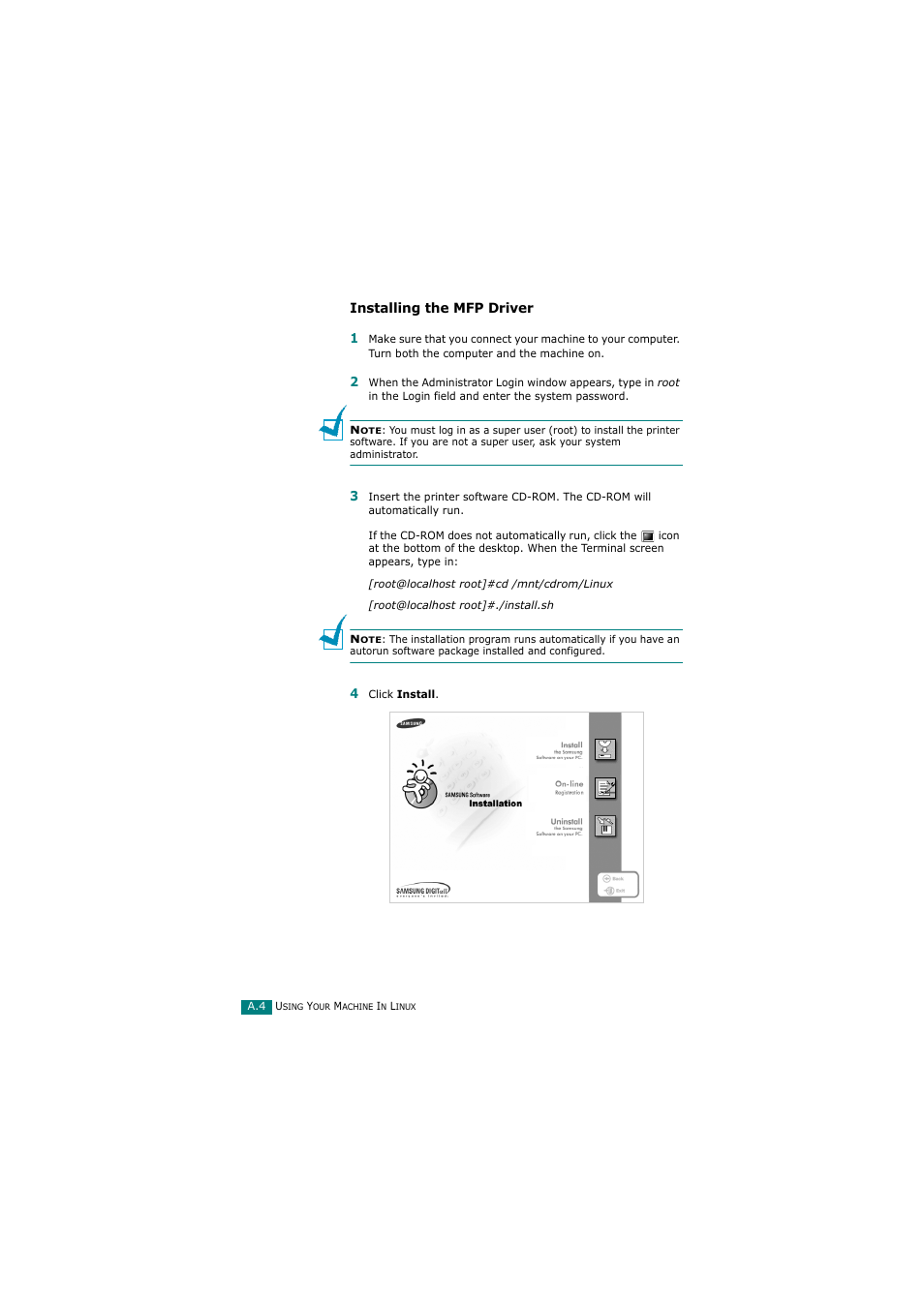 Installing the mfp driver | Samsung SCX-4720FN User Manual | Page 253 / 302