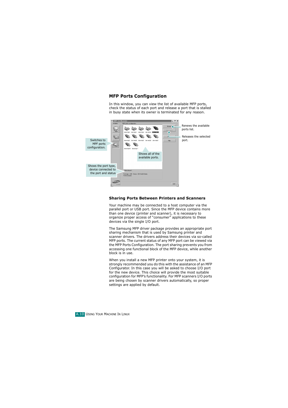 Mfp ports configuration | Samsung SCX-4720FN User Manual | Page 259 / 302