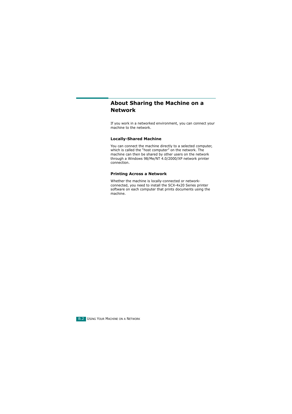 About sharing the machine on a network | Samsung SCX-4720FN User Manual | Page 269 / 302