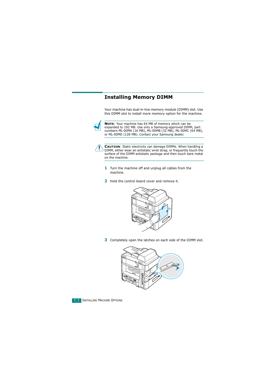 Installing memory dimm | Samsung SCX-4720FN User Manual | Page 279 / 302