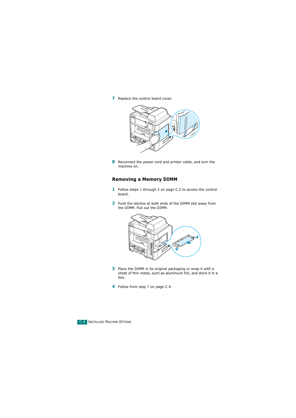 Removing a memory dimm | Samsung SCX-4720FN User Manual | Page 281 / 302