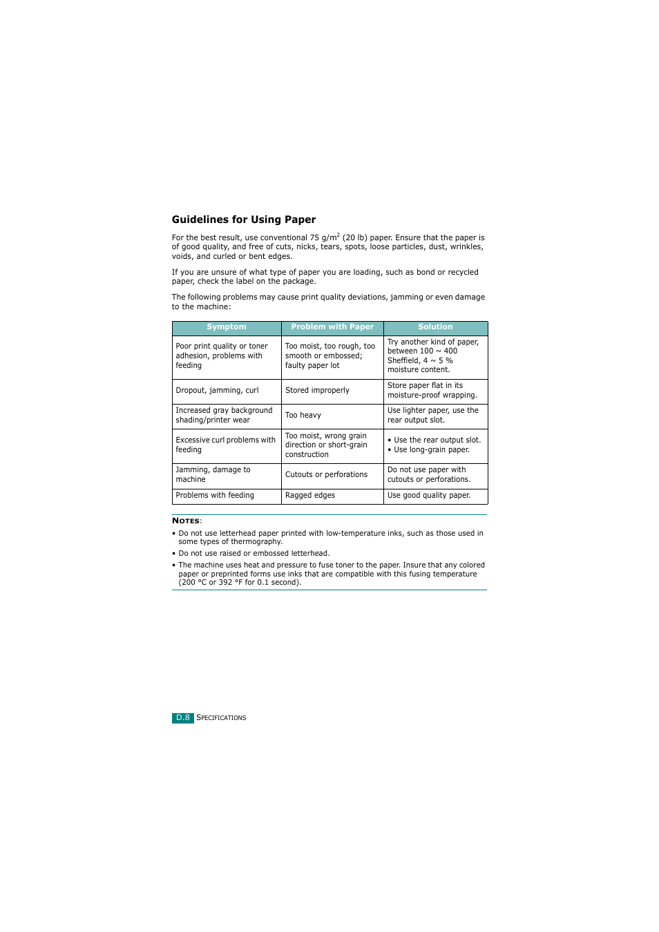 Guidelines for using paper | Samsung SCX-4720FN User Manual | Page 293 / 302