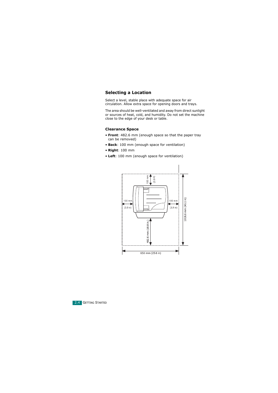 Selecting a location | Samsung SCX-4720FN User Manual | Page 31 / 302