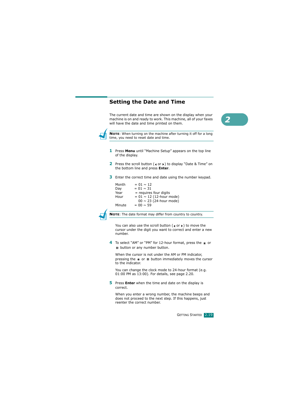 Setting the date and time | Samsung SCX-4720FN User Manual | Page 46 / 302