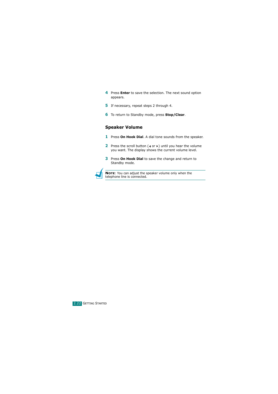 Speaker volume | Samsung SCX-4720FN User Manual | Page 49 / 302