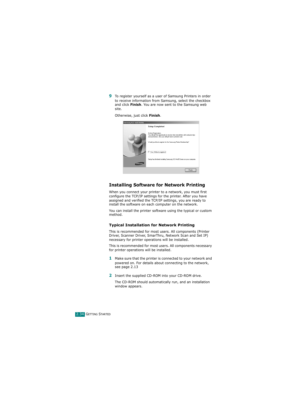 Installing software for network printing | Samsung SCX-4720FN User Manual | Page 61 / 302