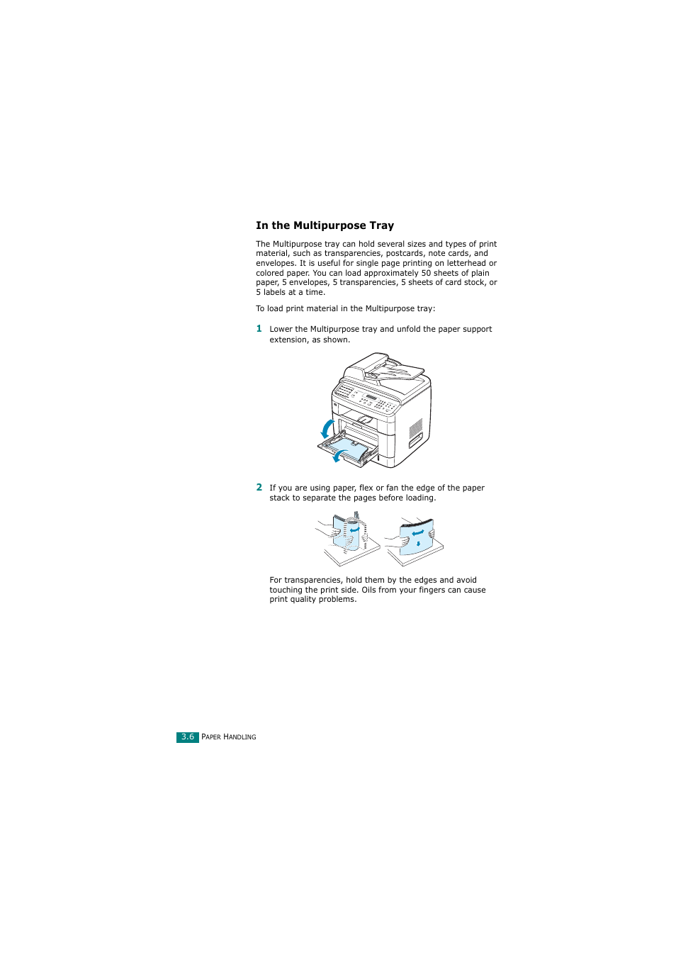 In the multipurpose tray | Samsung SCX-4720FN User Manual | Page 81 / 302