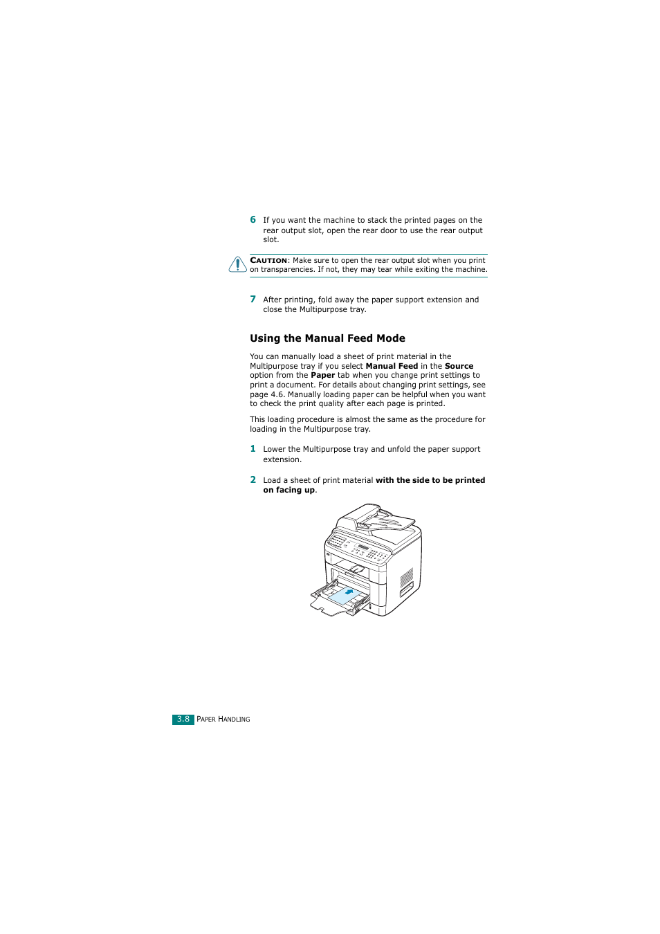 Using the manual feed mode | Samsung SCX-4720FN User Manual | Page 83 / 302