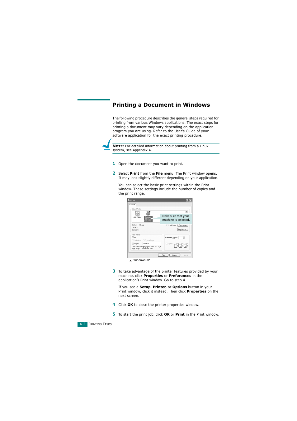 Printing a document in windows | Samsung SCX-4720FN User Manual | Page 89 / 302