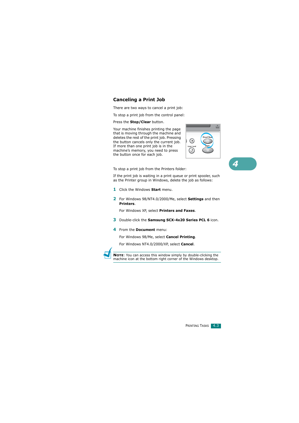 Canceling a print job | Samsung SCX-4720FN User Manual | Page 90 / 302