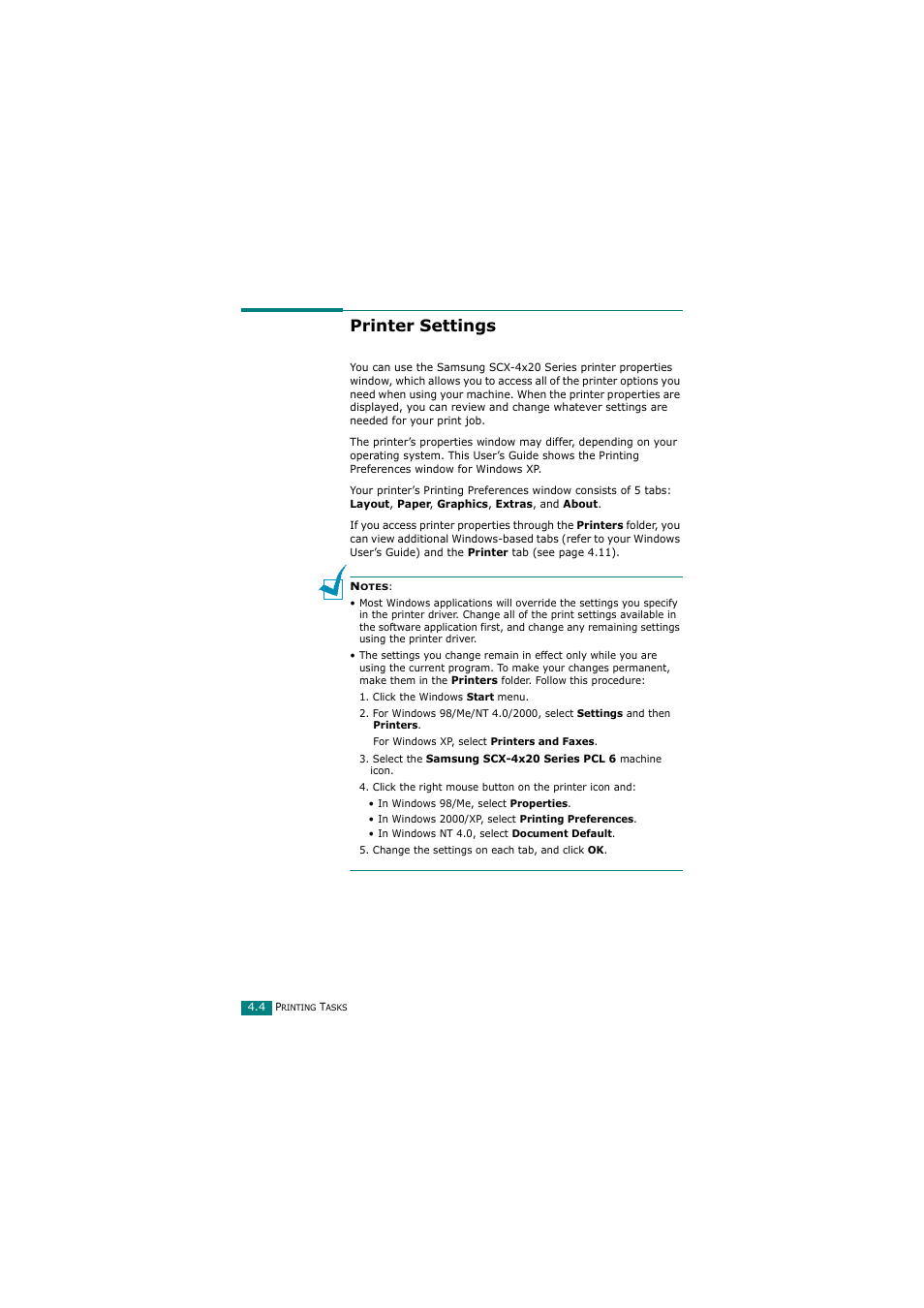 Printer settings | Samsung SCX-4720FN User Manual | Page 91 / 302