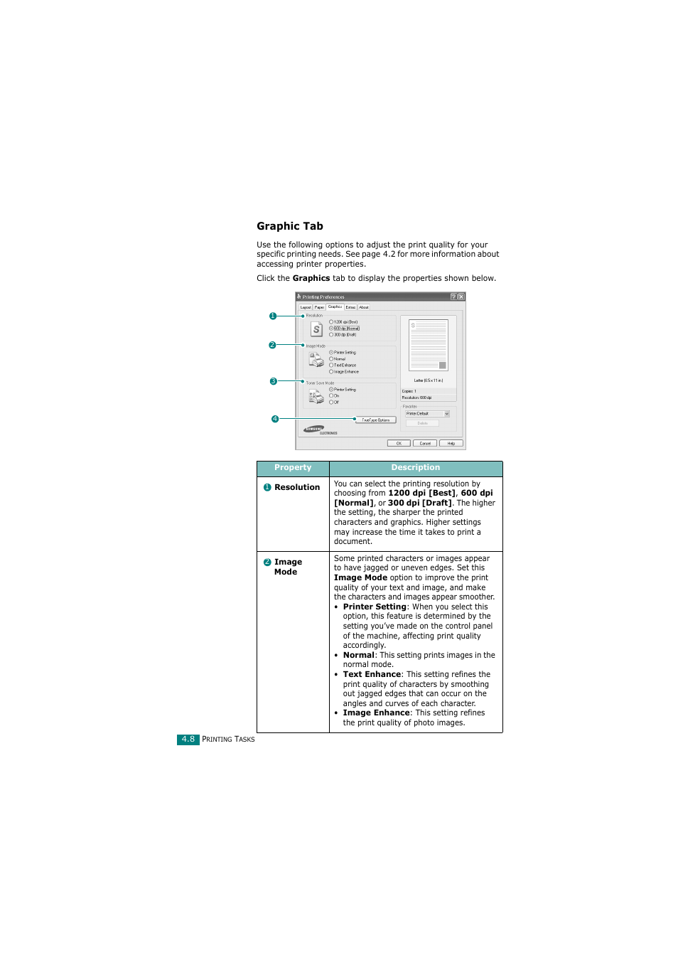 Graphic tab | Samsung SCX-4720FN User Manual | Page 95 / 302