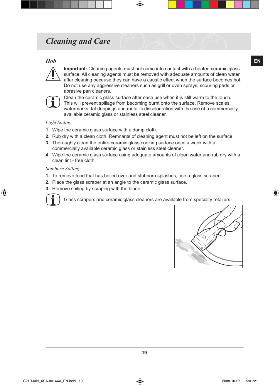 Cleaning and care | Samsung C21RJAN User Manual | Page 21 / 28