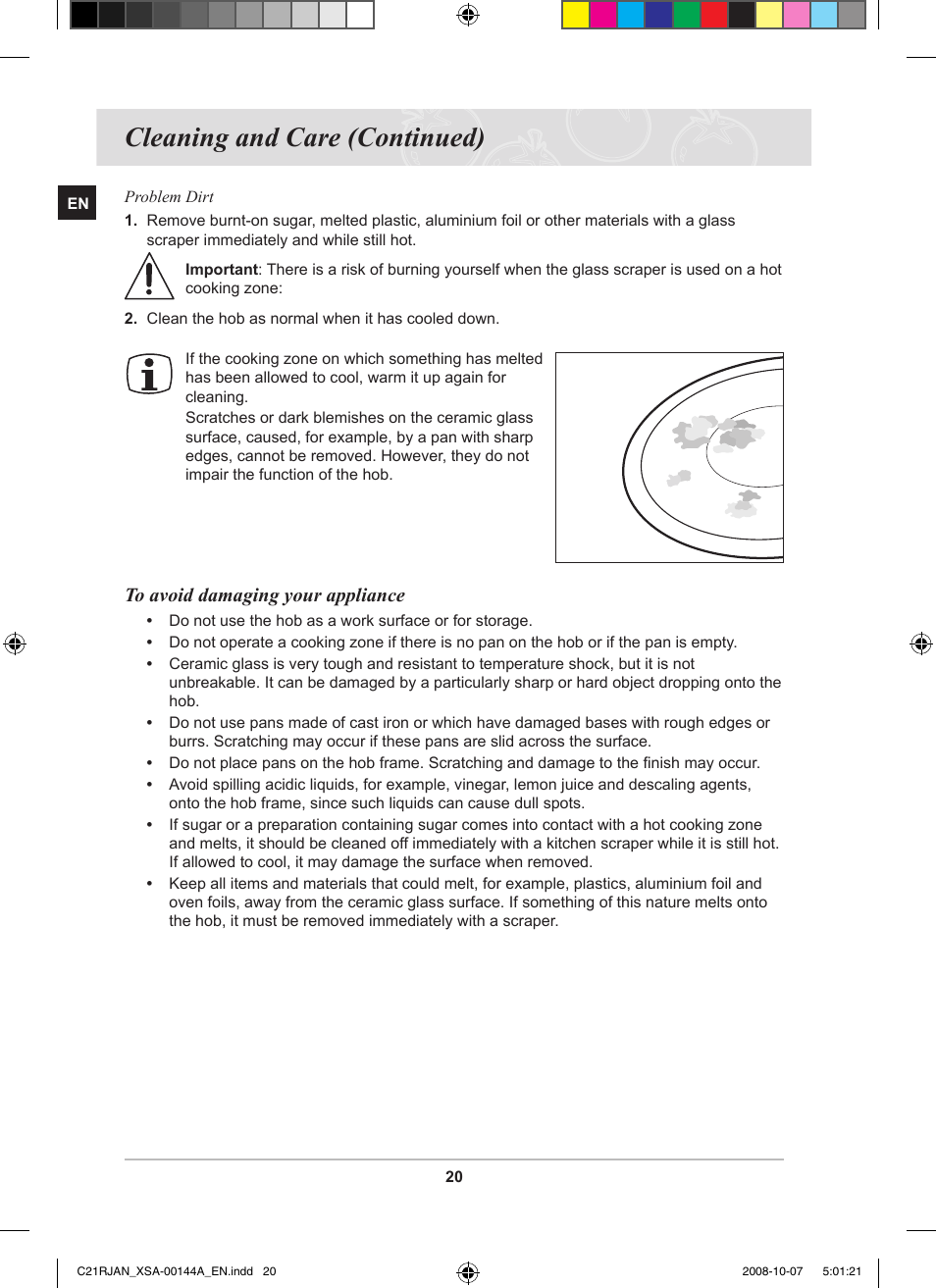 Cleaning and care (continued) | Samsung C21RJAN User Manual | Page 22 / 28