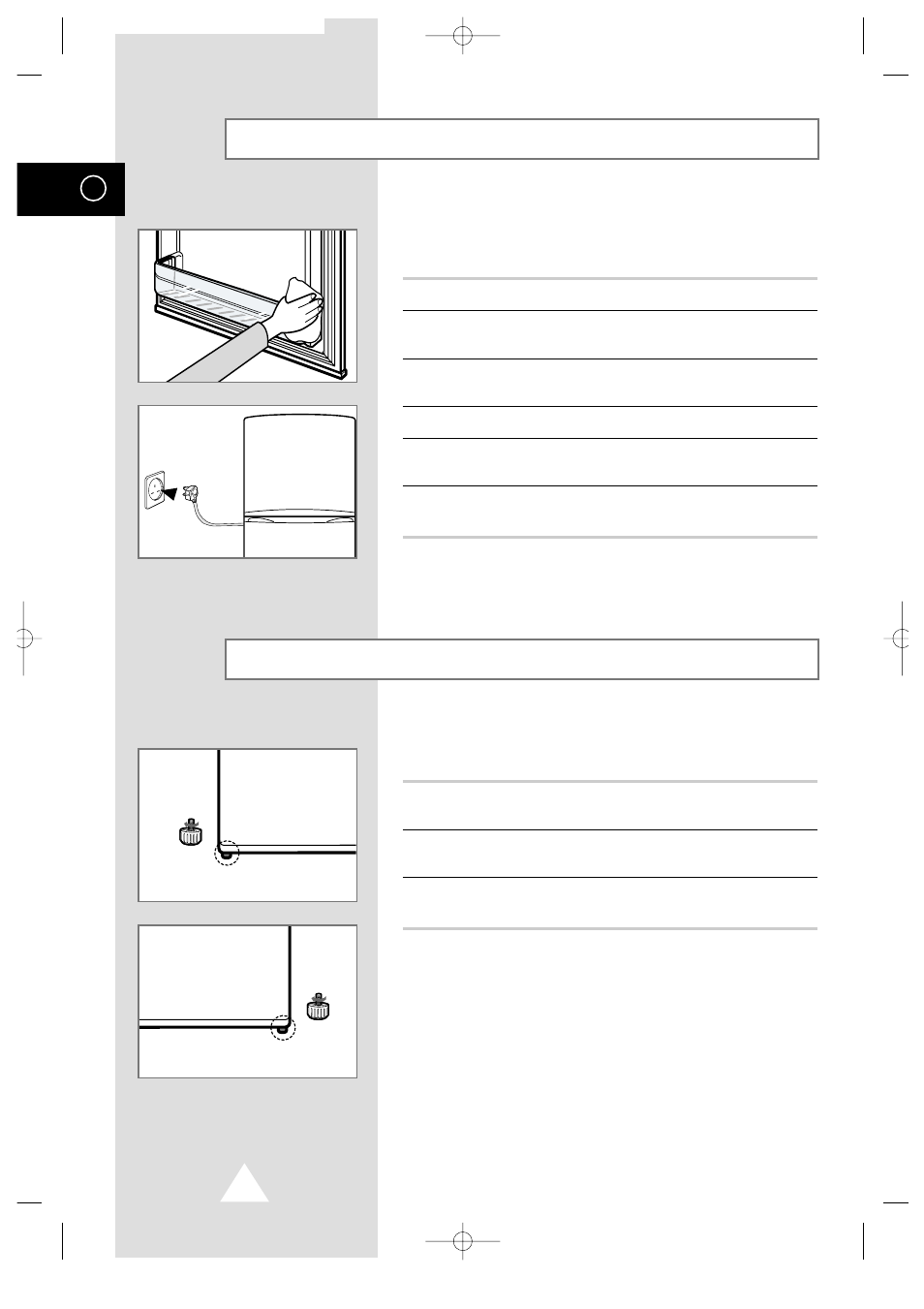 Preparing your fridge/freezer for use, Adjusting the feet | Samsung DA99-00478C User Manual | Page 6 / 16