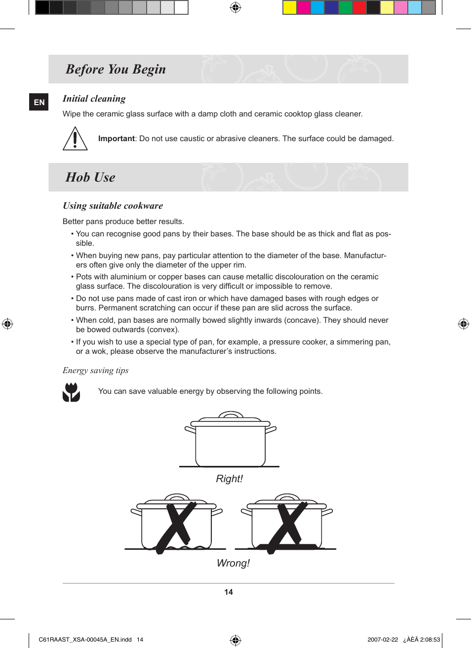Before you begin, Hob use | Samsung C61RAAST User Manual | Page 16 / 30