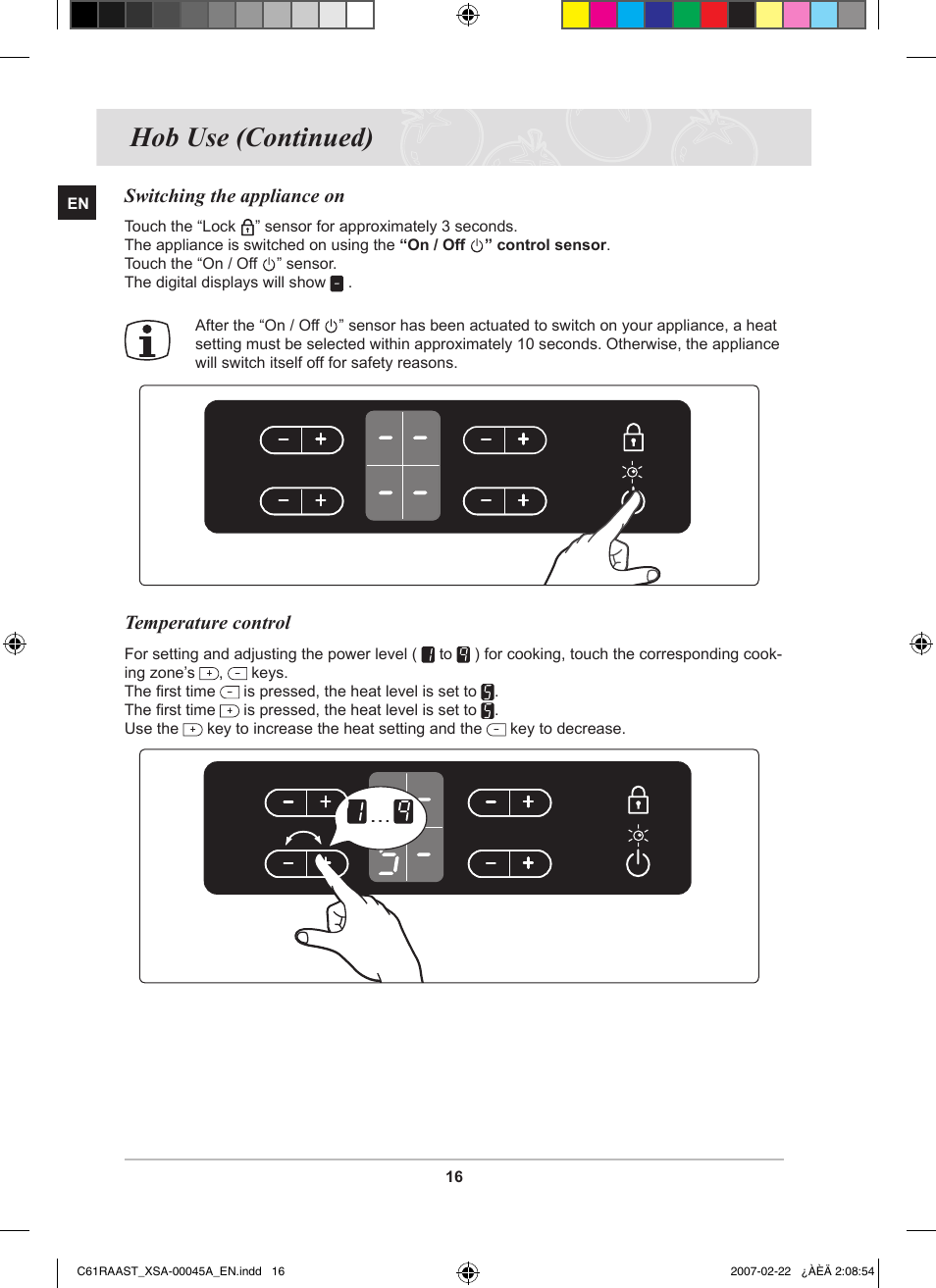 Hob use (continued) | Samsung C61RAAST User Manual | Page 18 / 30