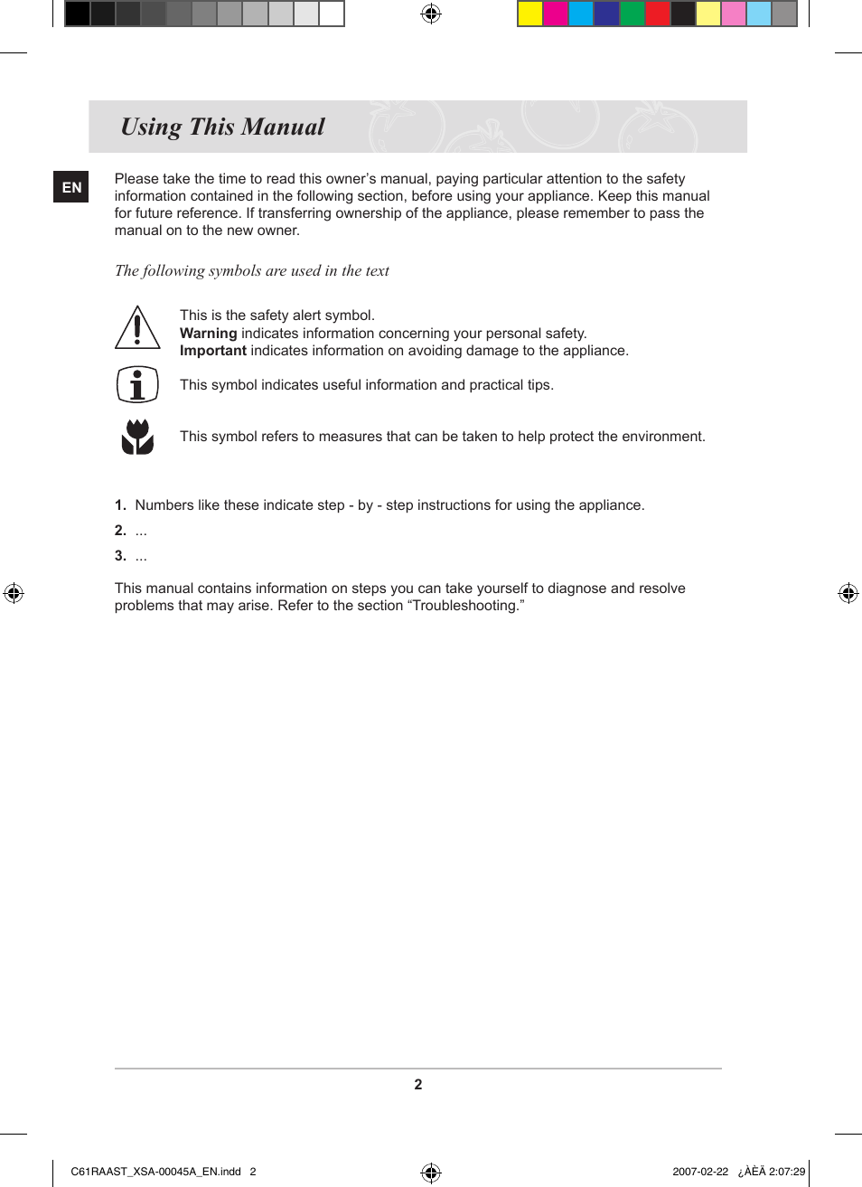 Using this manual | Samsung C61RAAST User Manual | Page 4 / 30