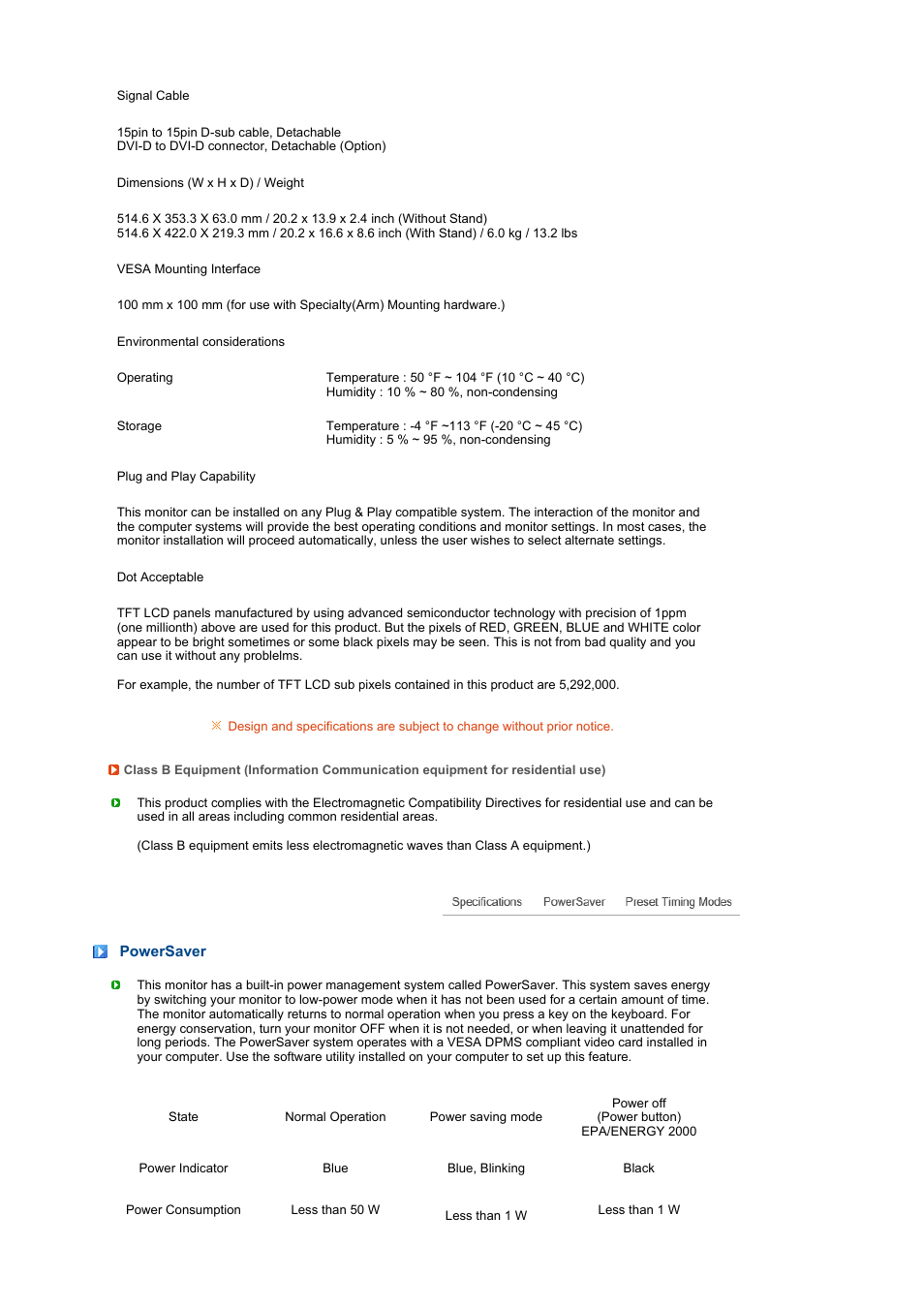 Powersaver | Samsung 216BW User Manual | Page 45 / 52