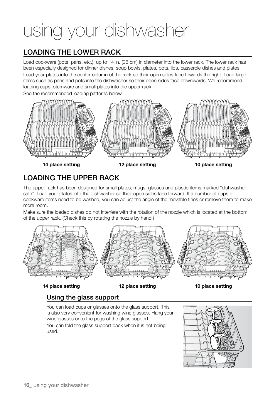 Using your dishwasher | Samsung DMRLHS User Manual | Page 16 / 30