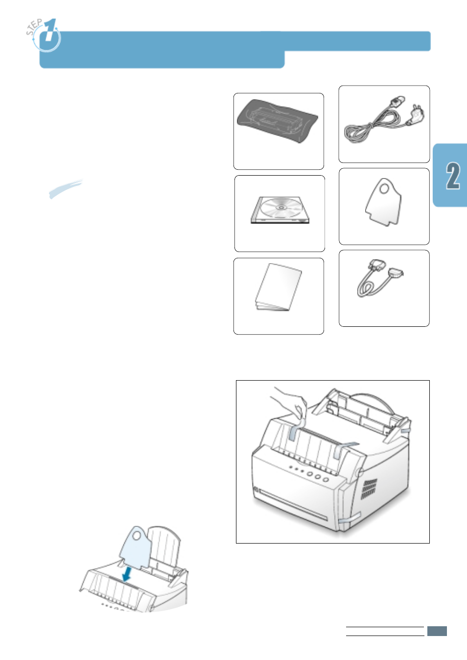 Step 1 unpack your printer, Step 1, Unpack your printer –––––––––––––––––––––––––– 2.1 | Unpack your printer | Samsung ML-4500 User Manual | Page 13 / 102