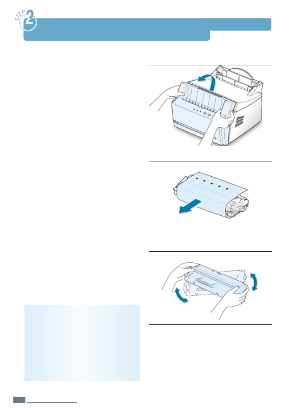 Step 2 install the toner cartridge, Step 2, Install the toner cartridge | Samsung ML-4500 User Manual | Page 14 / 102