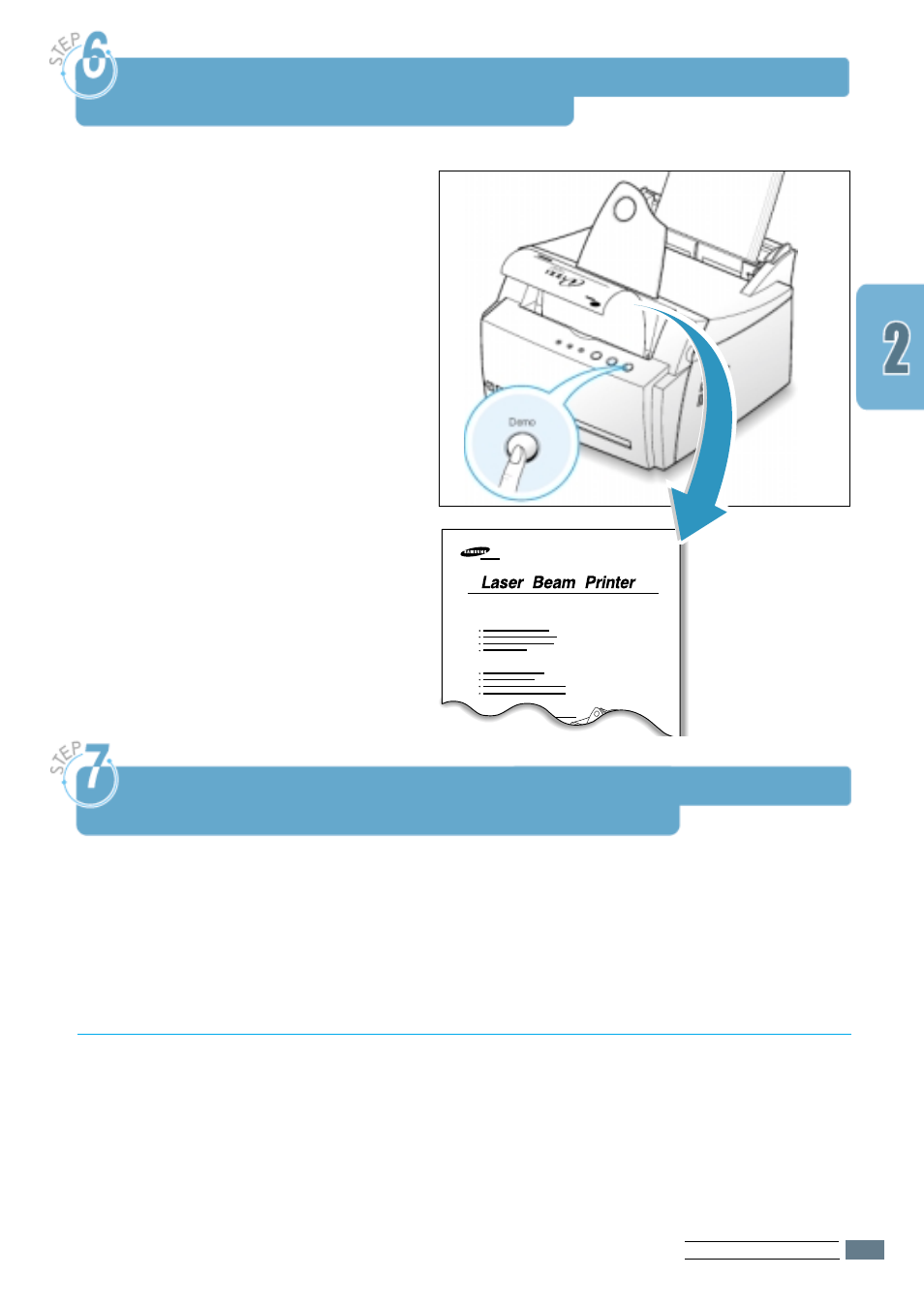Step 7install the printer software, Before installing the printer software, Step 6 | Step 7, Install the printer software, Print a demo page | Samsung ML-4500 User Manual | Page 19 / 102