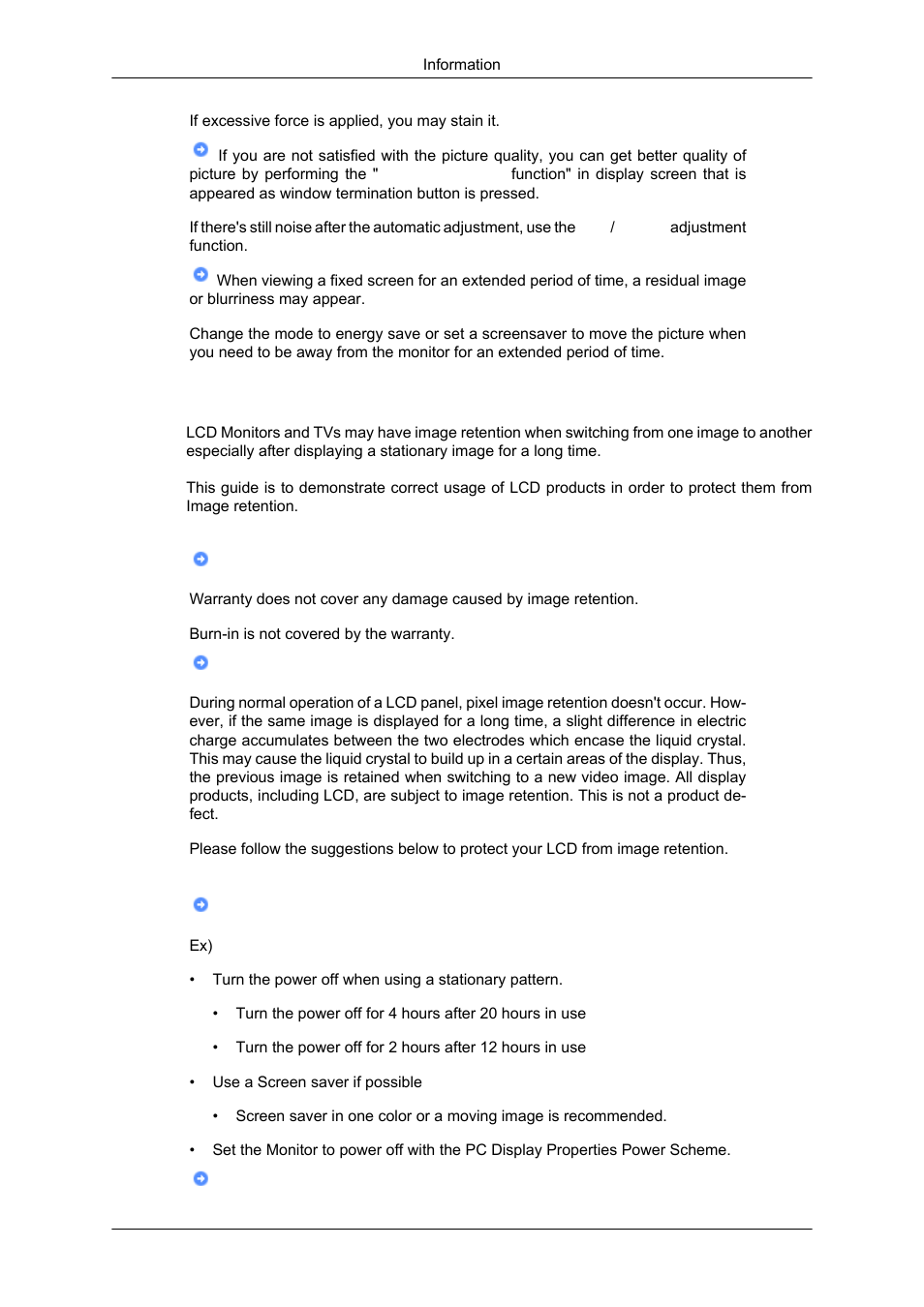 Product information (image retention free) | Samsung 2043SN User Manual | Page 173 / 202