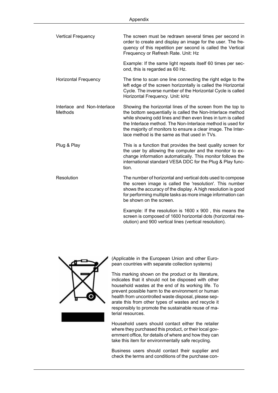 Correct disposal | Samsung 2043SN User Manual | Page 192 / 202