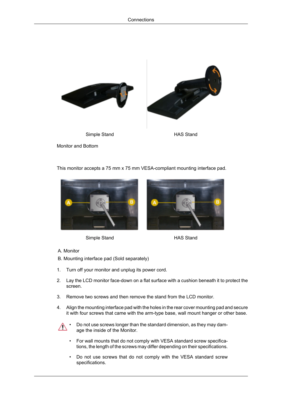 Using the stand, Monitor assembly, Attaching a base | Samsung 2043SN User Manual | Page 20 / 202