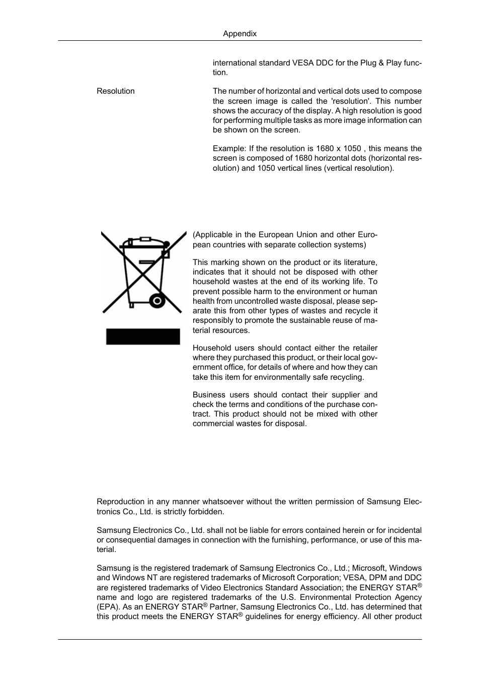 Correct disposal, Authority | Samsung 2043SN User Manual | Page 201 / 202