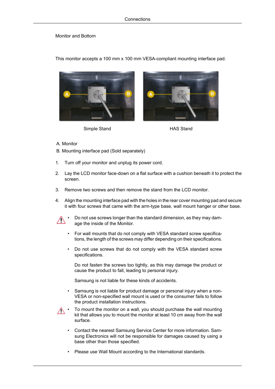 Attaching a base | Samsung 2043SN User Manual | Page 28 / 202