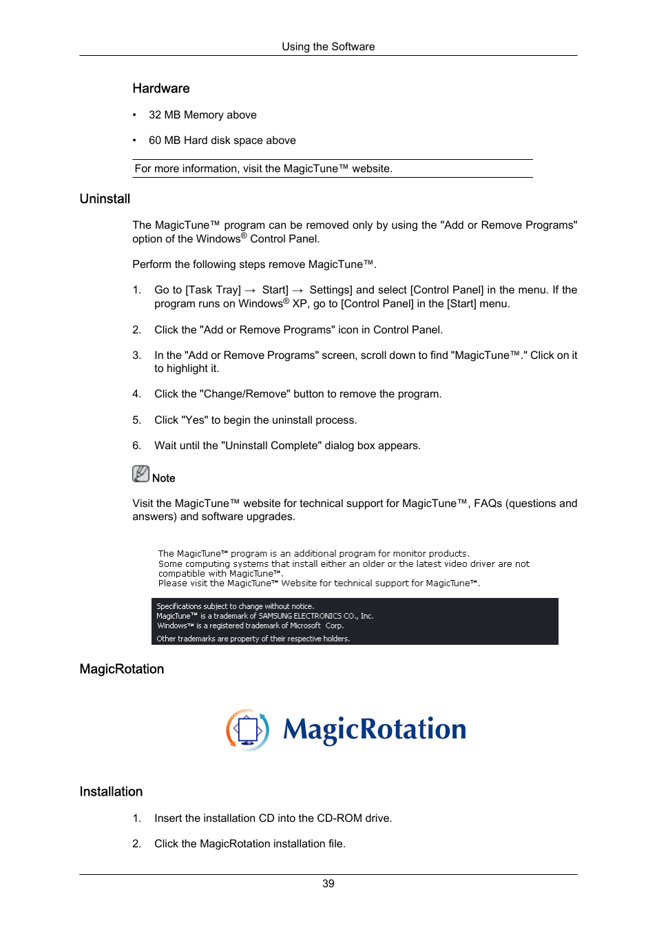 Magicrotation | Samsung 2043SN User Manual | Page 39 / 202