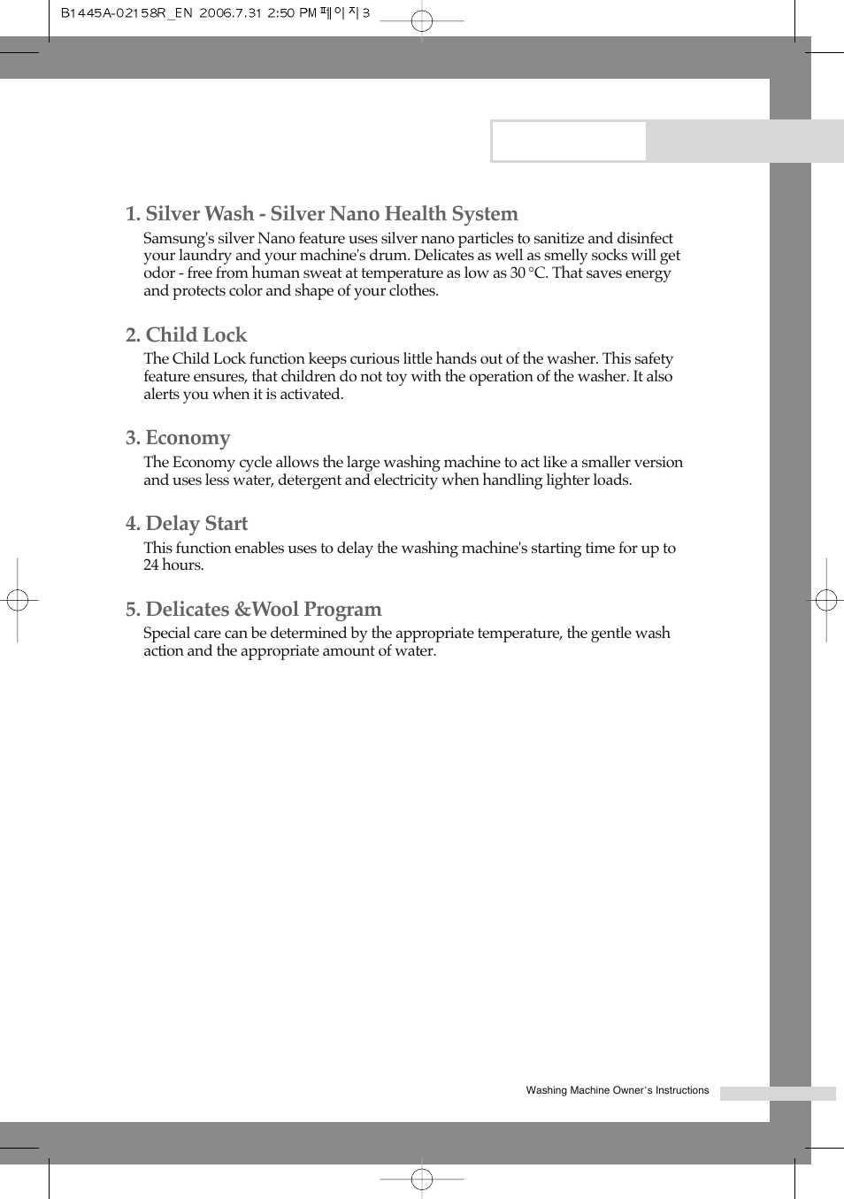 Features | Samsung F1245A(V/S/C) User Manual | Page 3 / 24