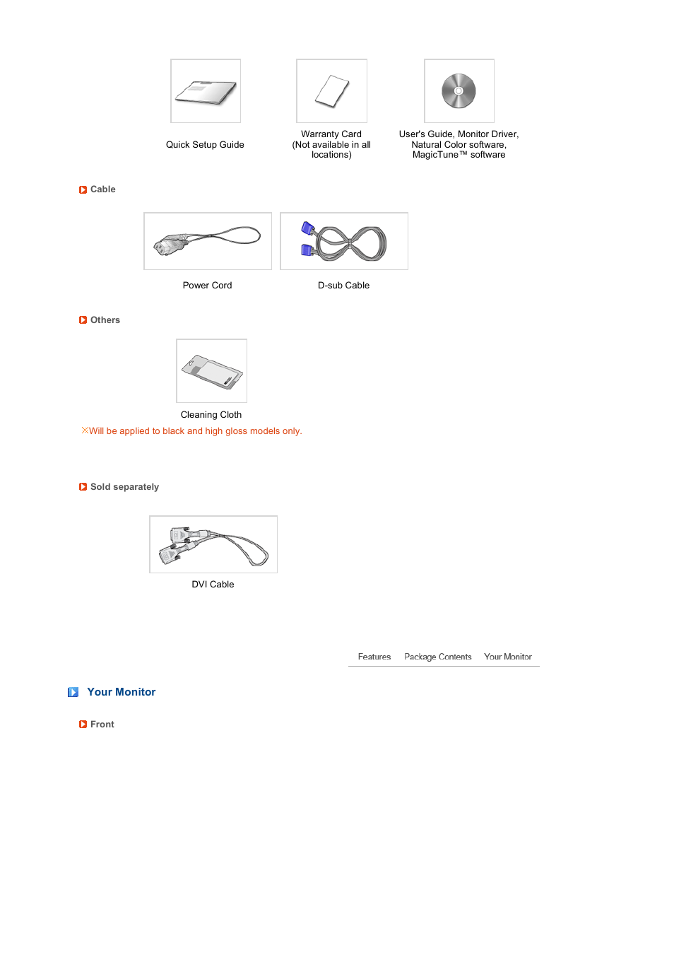 Your monitor | Samsung 2032GW User Manual | Page 14 / 60